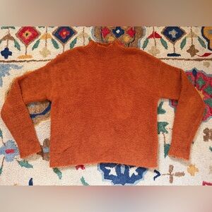 Vintage Cozy Orange Women's Mock Neck Sweater